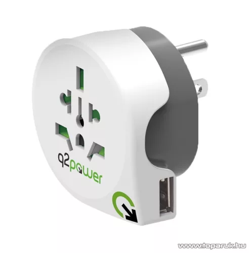 q2power 1.100150 Utazó adapter, World to USA USB csatlakozóval