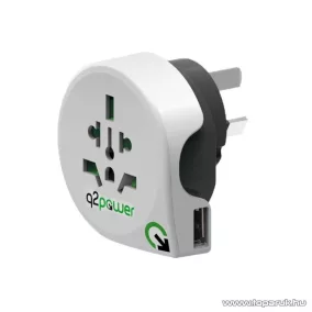   q2power 1.100170 Utazó adapter, World to Australia USB csatlakozóval
