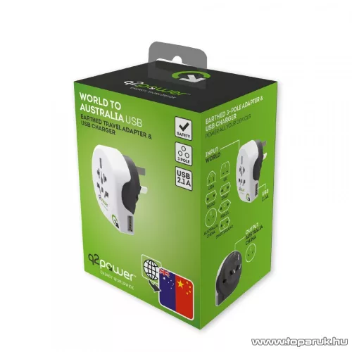 q2power 1.100170 Utazó adapter, World to Australia USB csatlakozóval