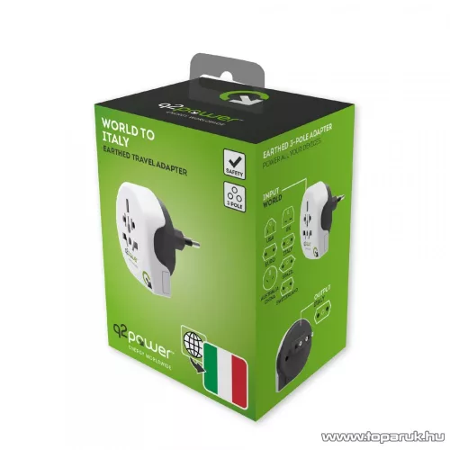 q2power 1.100180 Utazó adapter, World to Italy