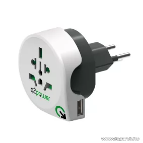   q2power 1.100210 Utazó adapter, World to Switzerland USB csatlakozóval