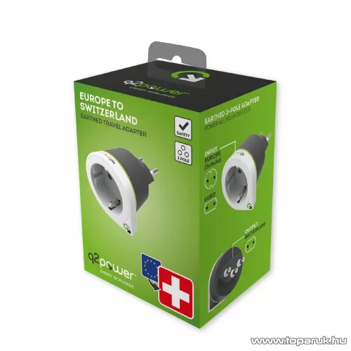 q2power 1.200130 Utazó adapter, Europe to Switzerland