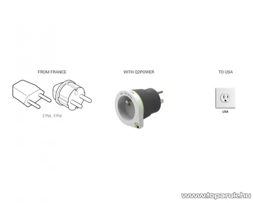 q2power 1.200210 Utazó adapter, France to USA