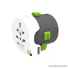   q2power 2.100110 Utazó adapter, Qdapter USB to World, USB csatlakozóval