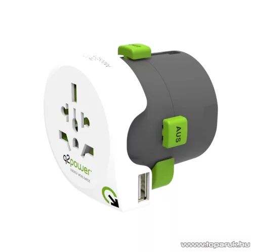 q2power 2.100110 Utazó adapter, Qdapter USB to World, USB csatlakozóval
