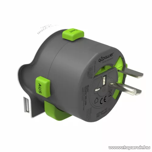 q2power 2.100110 Utazó adapter, Qdapter USB to World, USB csatlakozóval