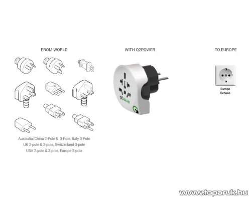 q2power 2.100130 Utazó adapter készlet (2db-os), Qdapter 360 USB csatlakozóval