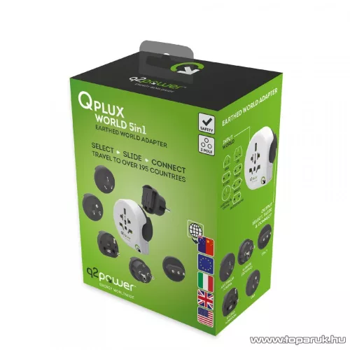 q2power 2.200100 Utazó adapter, Qplux World 5 in 1