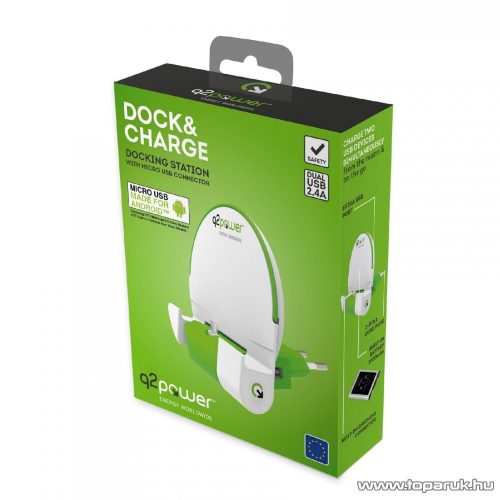 q2power 3.200100 Mobiltartó és töltő, dokkoló, 1 db USB aljzattal + Micro USB csatlakozóval
