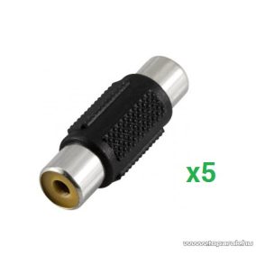   USE AC 19 RCA toldó csatlakozó, RCA aljzat - RCA aljzat, fém kivitel, 5 db / csomag