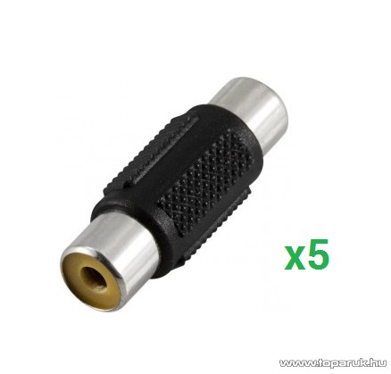 USE AC 19 RCA toldó csatlakozó, RCA aljzat - RCA aljzat, fém kivitel, 5 db / csomag
