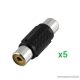 USE AC 19 RCA toldó csatlakozó, RCA aljzat - RCA aljzat, fém kivitel, 5 db / csomag