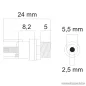   USE SN 12M DC aljzat / csatlakozó, beépíthető 5.5/2.5, 5 db / csomag
