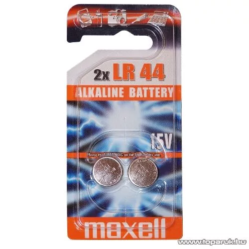 maxell Tartós gombelem, LR44W, Alkaline, A76, 1,5V, 2 db (18750X)