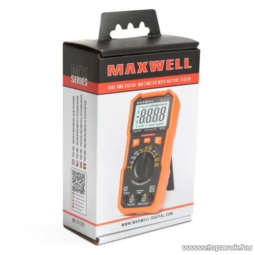 Maxwell MX-25 222 Digitális multiméter elem teszterrel, munkalámpa funkcióval (25222)