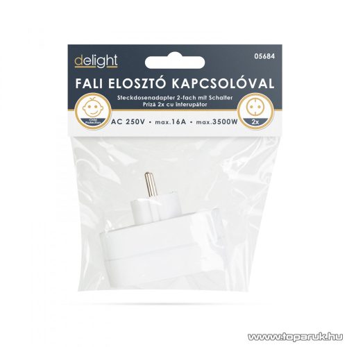 delight 2 -es fali elosztó kapcsolóval, 250V, 16A (05684)