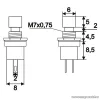 Nyomógomb, 1 áramkör, 1,5A-250V, OFF-(ON), piros, 5 db / csomag (09005PI)