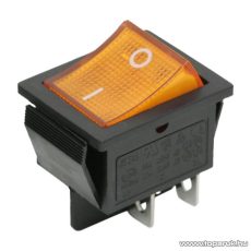 Billenő kapcsoló, 1 áramkör, 16A-250V, OFF-ON, sárga világítással, 5 db / csomag (09029SA)