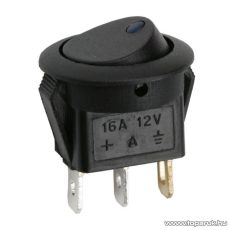 Billenő kapcsoló, 1 áramkör, 16A-12VDC, OFF-ON, kék LED-el, 5 db / csomag (09042KE)