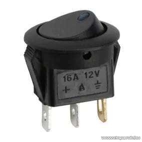   Billenő kapcsoló, 1 áramkör, 16A-12VDC, OFF-ON, kék LED-el, 5 db / csomag (09042KE)