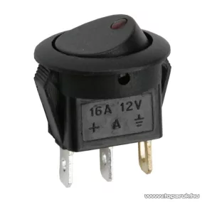   Billenő kapcsoló, 1 áramkör, 16A-12VDC, OFF-ON, piros LED-el, 5 db / csomag (09042PI)