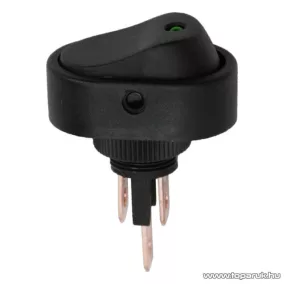   Billenő kapcsoló, 1 áramkör, 20A-12VDC, OFF-ON, zöld LED-el, 5 db / csomag (09047ZO)
