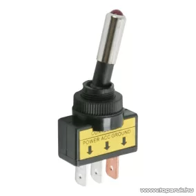   Karos kapcsoló, 1 áramkör, 20A-12VDC, OFF-ON, piros LED-el, 2 db / csomag (09058PI)