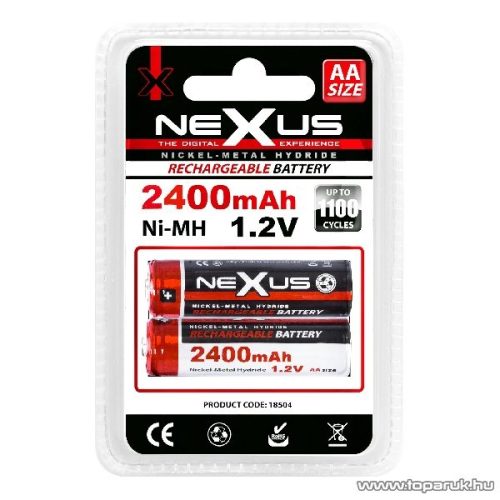 neXus Ceruza akkumulátor, AA, HR06, Ni-MH, 1,2 V, 2400 mAh, 2 db / csomag (18504)