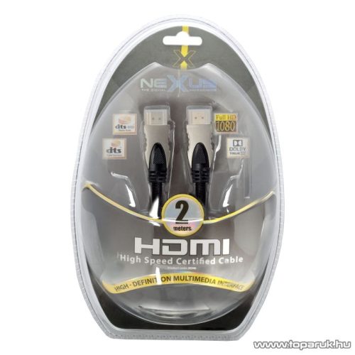 neXus Professzionális HDMI kábel, 2 m, aranyozott csatlakozóval, bliszterrel (20346)