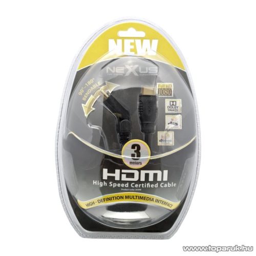 neXus Professzionális HDMI kábel, 3 m, hajlítható csatlakozóval, bliszterrel (20398) - megszűnt termék: 2015. november