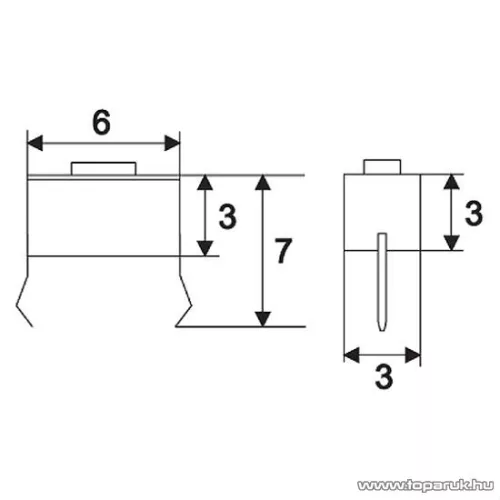 Mikrokapcsoló, 1 áramkör, 0,05A-12V, DC, OFF-(ON), 20 db / csomag (09000)