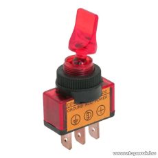 Karos kapcsoló, 1 áramkör, 10A-12VDC, OFF-ON, piros világítással, 5 db / csomag (09032) - készlethiány