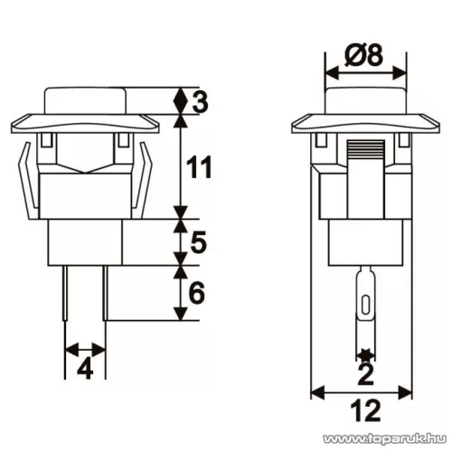 Nyomógomb, 1 áramkör, 1,5A-250V, OFF-(ON), 10 db / csomag (09038)