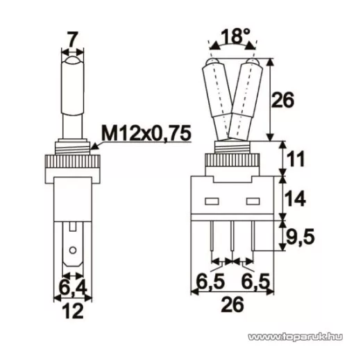 Karos kapcsoló, 1 áramkör, 20A-12VDC, OFF-ON, fehér LED-el, 2 db / csomag (09058FE)