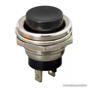  Nyomógomb, 1 áramkör, 2A-250V, OFF-(ON), fekete, 5 db / csomag (09065FK)