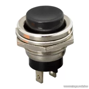   Nyomógomb, 1 áramkör, 2A-250V, ON-(OFF), fekete, 5 db / csomag (09066FK)