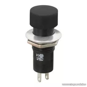   Nyomógomb, 1 áramkör, 1A-250V, OFF-(ON), fekete, 10 db / csomag (09075FK)