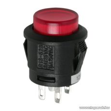 Nyomógomb, 1 áramkör, 15A-250V, AC, OFF-(ON), piros világítással, 2 db / csomag (09089PI) - készlethiány
