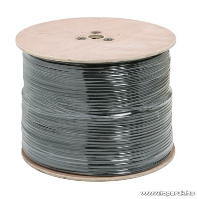 Koax kábel, RG 59, B/U Cu, 75 ohm, fekete, 500 m/fadob (20045)