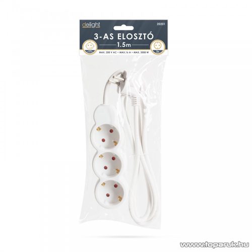 delight 3-as hálózati elosztó gyerekzárral, 250V, 10/16A, 1,5 m (20201)
