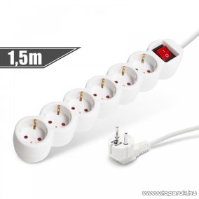   delight 6-os hálózati elosztó kapcsolóval, gyerekzárral, 250V, 10/16A, 1,5 m (20230)