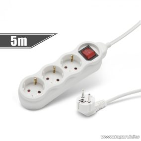   delight 3-as hálózati elosztó kapcsolóval, gyerekzárral, 250V, 10/16A, 5 m (20235)