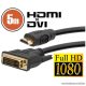 neXus DVI-D / HDMI kábel, 5 m, aranyozott csatlakozóval (20382)