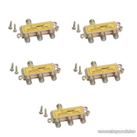   F splitter / F elosztó, 5-900 MHz, 1 bemenet, 3 kimenet, 5 db / csomag (05257)