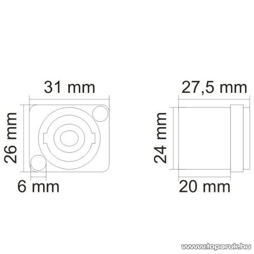 Speakon aljzat csatlakozó, beépíthető, 4 pólusú (05211)