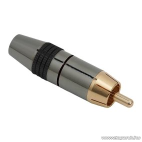   RCA dugó, aranyozott csatlakozó, max. 8 mm-es kábelhez, jelölőgyűrűvel, fekete (05324FK)