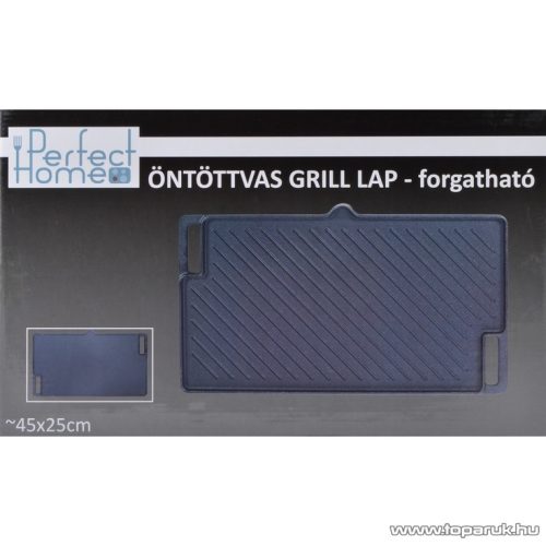 Perfect Home 14914 Öntöttvas grill lap, 2 oldalas csőrös, 45 x 25 cm