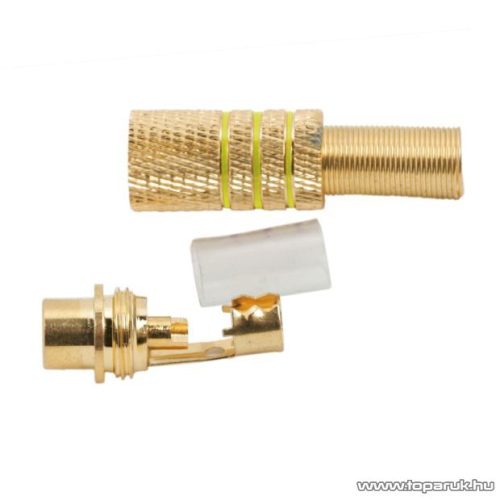 RCA aljzat, aranyozott, max. 6 mm-es kábelhez, sárga, 10 db / csomag (05086SA)
