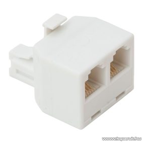   6P4C Y elosztó, 1 dugó - 2 aljzat, fehér, 10 db / csomag (05219)