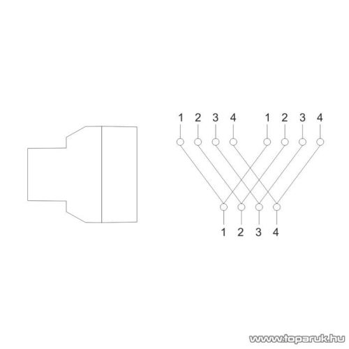6P4C Y elosztó, 1 aljzat - 2 aljzat, fehér, 5 db / csomag (05218)